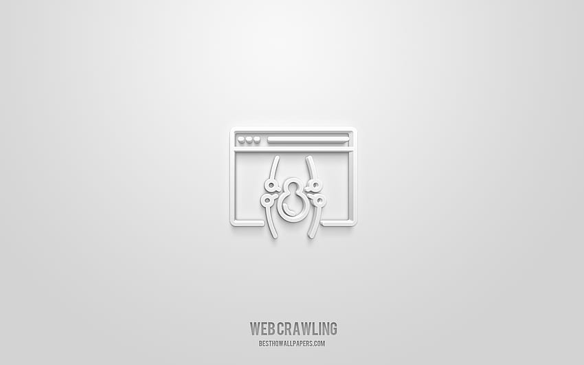 web crawling 3d icon, white background, 3d symbols, web crawling, seo icons, 3d icons, web crawling sign, seo 3d icons HD wallpaper
