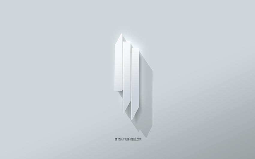 Skrillex logo, white background, Skrillex 3d logo, 3d art, Skrillex, 3d Skrillex emblem HD wallpaper