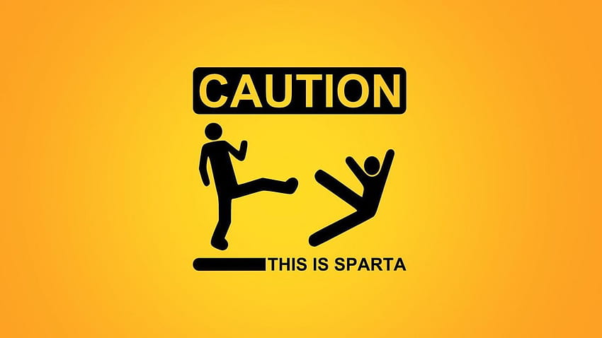 Yellow Sparta funny warning caution . . 308802. UP, Danger Sign HD wallpaper