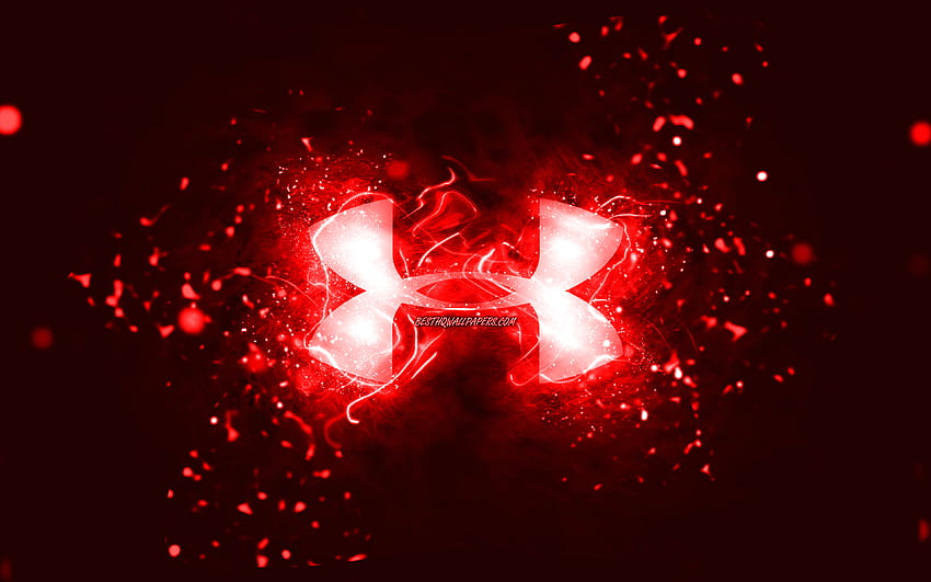 Logo rosso Under Armour, luci al neon rosse, astratto creativo, rosso, logo Under Armour, marchi, Under Armour Sfondo HD
