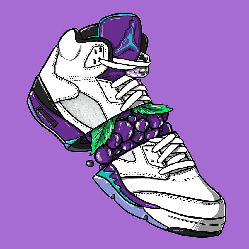 Sneaker Art - Jordan V Grape. Cool shoes pic, Sneaker Cartoon HD phone wallpaper
