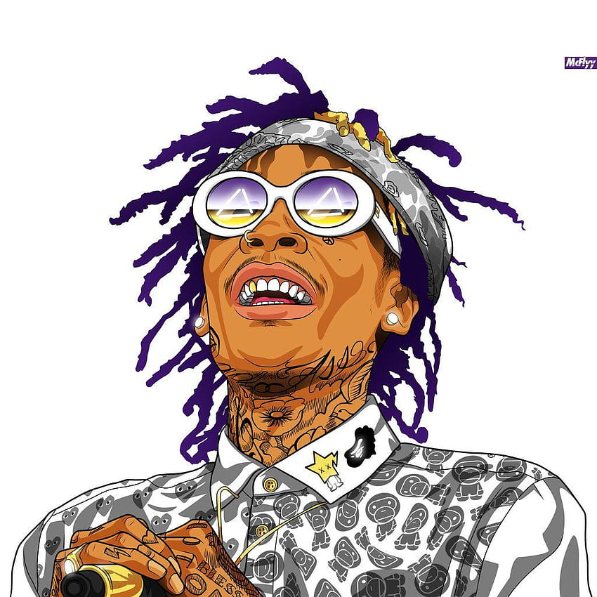 Wiz Khalifa. Arte. Ritratti di artista musicale. Wiz, cartone animato di Wiz Khalifa Sfondo del telefono HD
