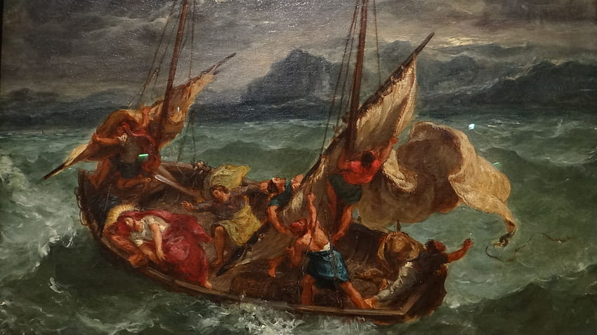 Le Christ sur le lac de Génésareth, huile sur toile, 1854, Eugène Delacroix, Eugene Delacroix Tapeta HD