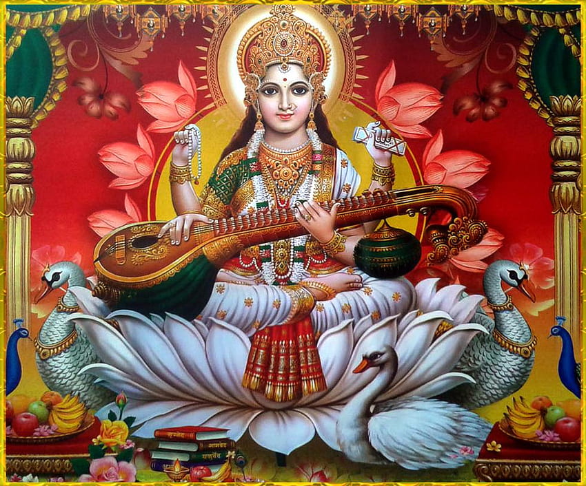 Saraswati Devi, Saraswati Maa Sfondo HD