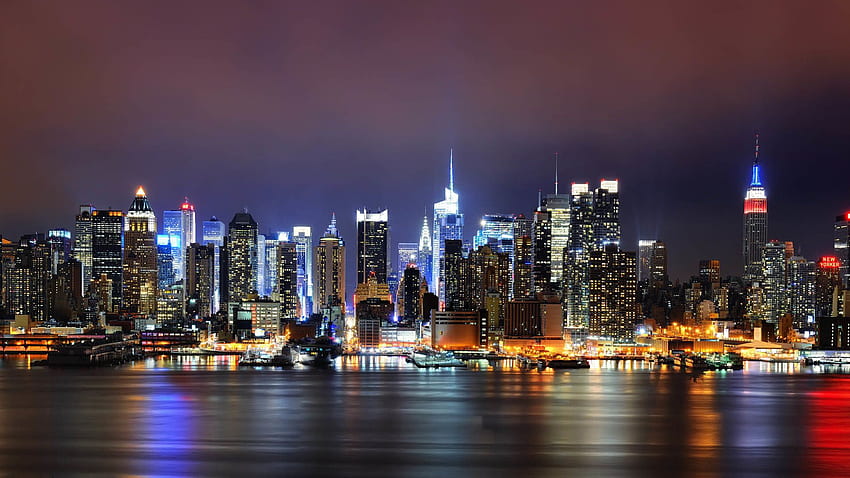 New York City Night Data Src Skyline notturno di New York City, New York City View Sfondo HD