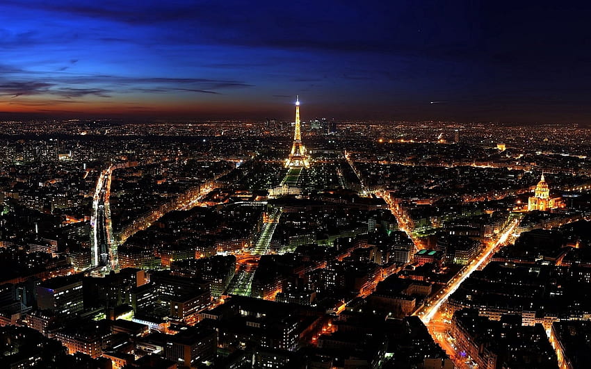 Villes, Nuit, Paris, Vue d'en haut, Lumières de la ville, France Fond d'écran HD