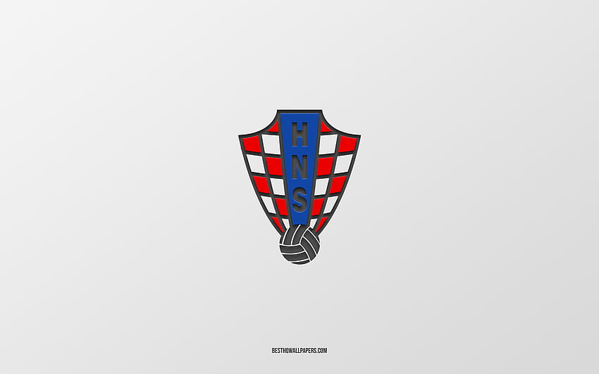 Croatia national football team, white background, football team, emblem, UEFA, Croatia, football, Croatia national football team logo, Europe HD wallpaper