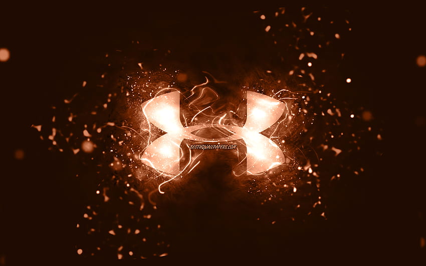 Under Armour brown logo, , brown neon lights, creative, brown abstract background, Under Armour logo, brands, Under Armour HD wallpaper
