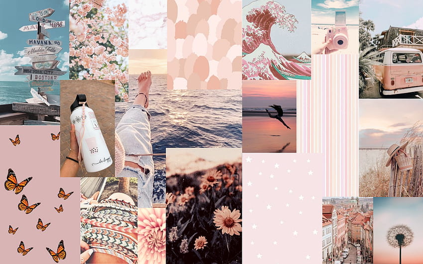 de collage. rosa, lindo, macbook fondo de pantalla