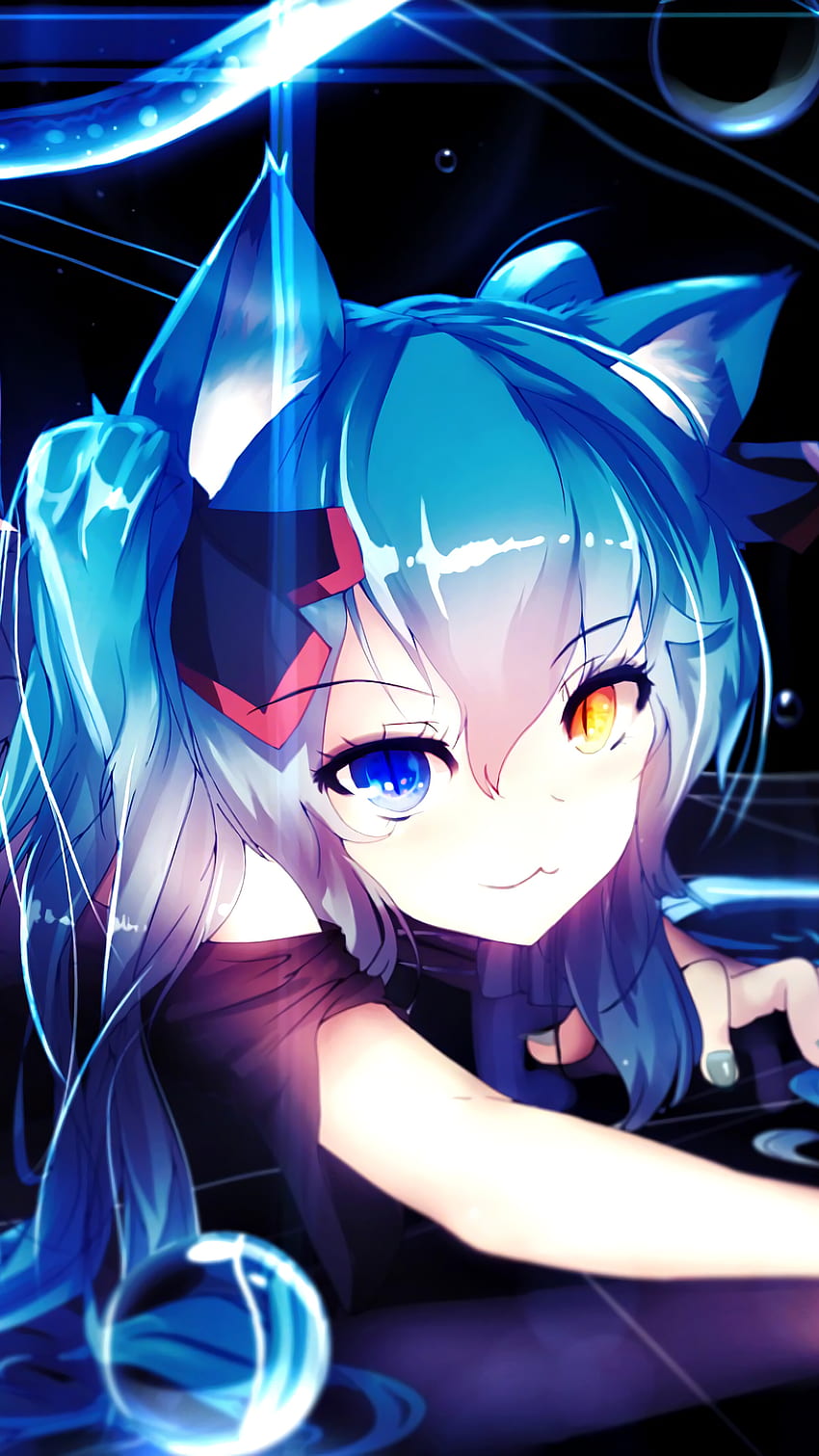 Anime, Neko Girl, Heterochromia, phone , , Background, and , Cat Girl Phone HD phone wallpaper