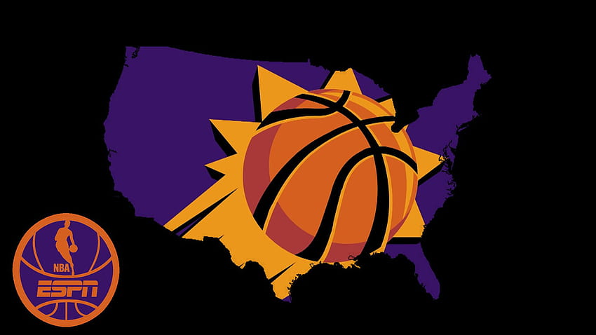 Fundo do Phoenix Suns da NBA EUA, logotipo do Suns papel de parede HD