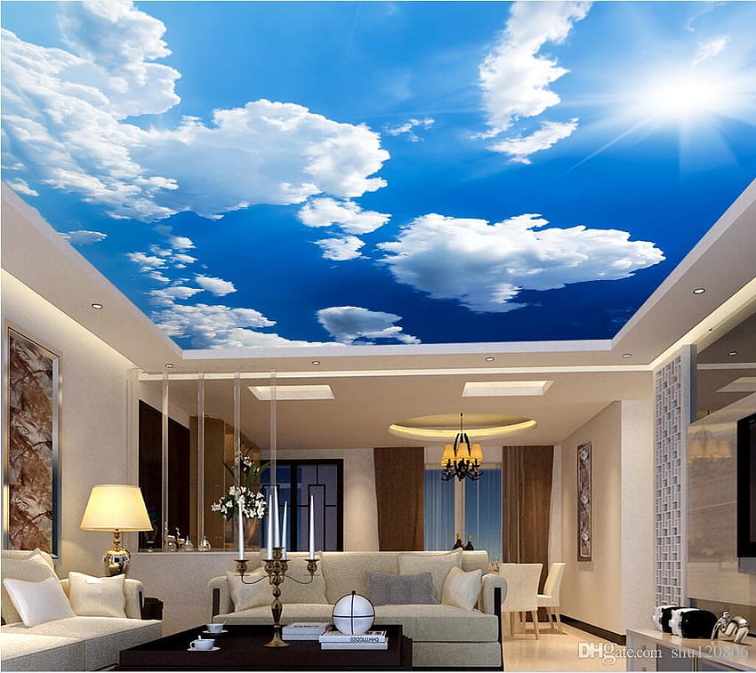Niestandardowe foto 3D Nowoczesne minimalistyczne błękitne niebo i białe chmury Foto sufitowe Malarstwo dekoracyjne Foto 3D Aishwarya Rai Aishwarya Rai From Shu120806, 12,82 $, Minimalistyczny dom Tapeta HD