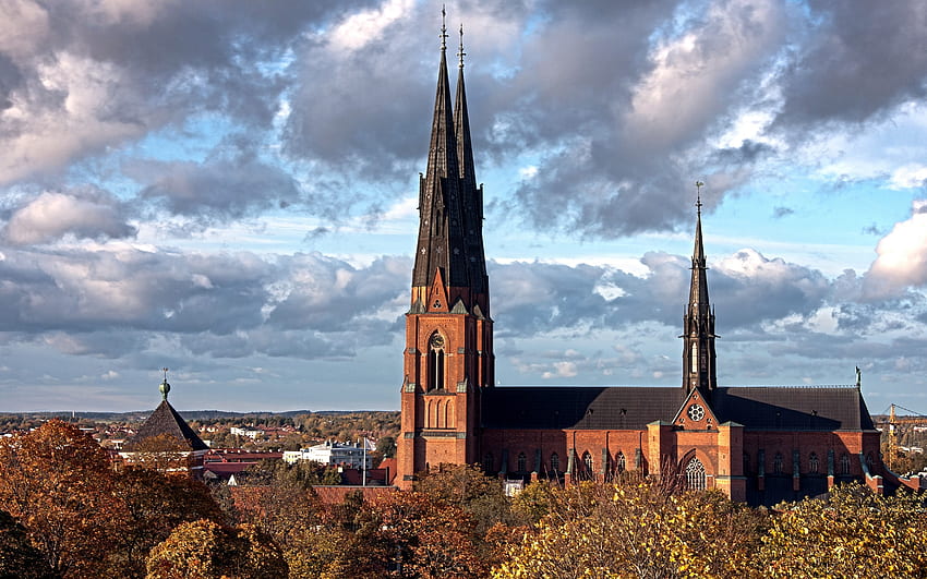 ウプサラ、スウェーデン、スウェーデン、建築、教会、都市の教会 高画質の壁紙