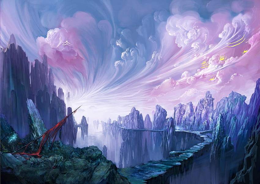 Fantastic world Clouds Fantasy magic magical landscape HD wallpaper