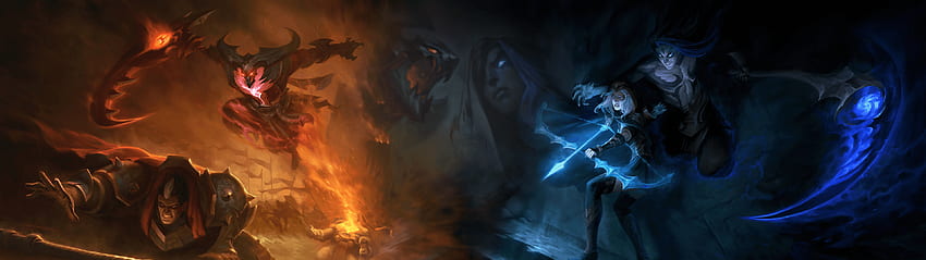 Çift Ekran Çift Monitör League Of Legends, Çift Monitör Cadılar Bayramı HD duvar kağıdı