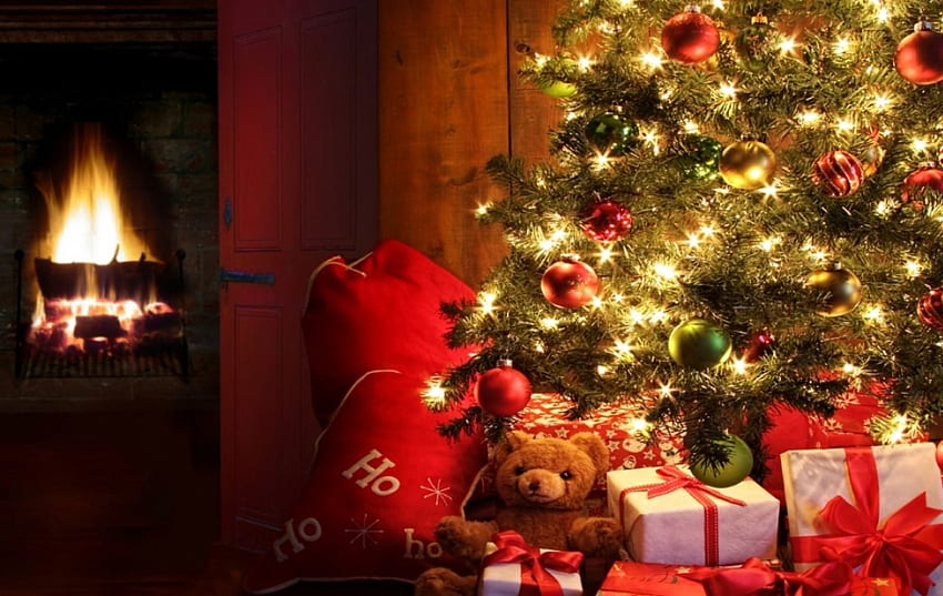 pohon natal, santa claus, liburan, natal, pohon Wallpaper HD