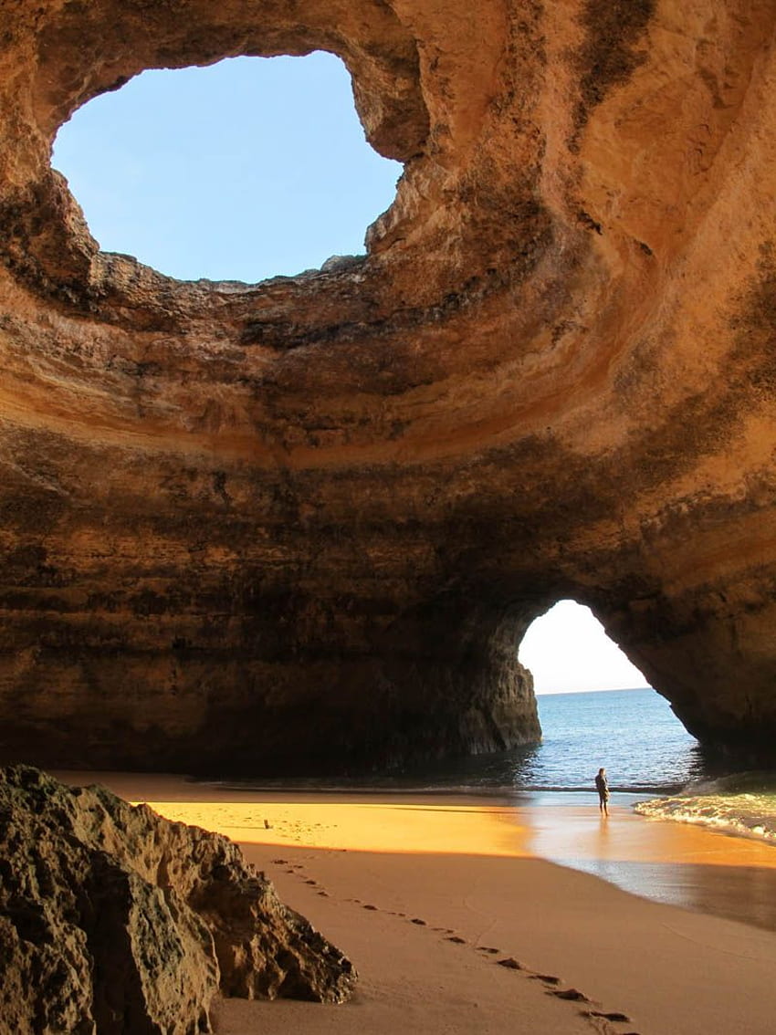 美しい海の洞窟アルガルヴェ。 新しいスタイリッシュ HD電話の壁紙