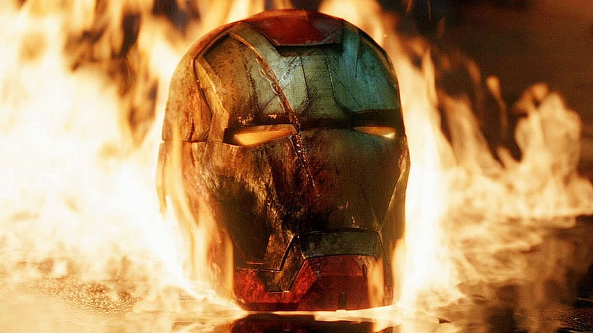 Płonący hełm Iron Mana, maska ​​Iron Mana Tapeta HD