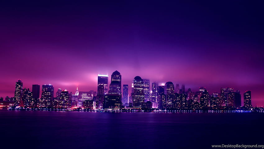 Cielo púrpura sobre Nueva York, cielo lavanda fondo de pantalla