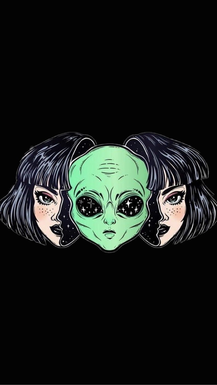 Black Lockscreen / / Background Aesthetic Alien Space Girl, Alien Woman HD phone wallpaper