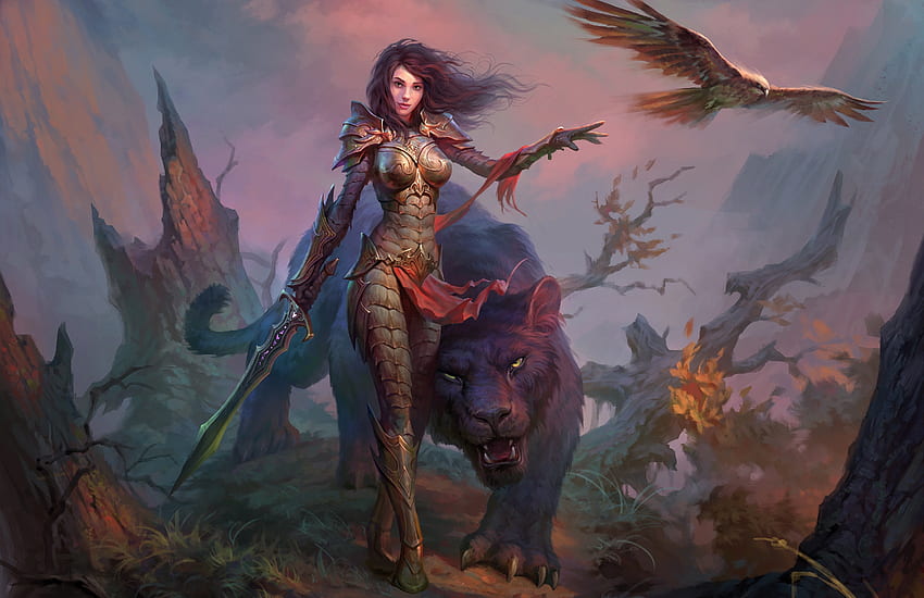 Dragon Eternity, video game, wanita, panther hitam Wallpaper HD