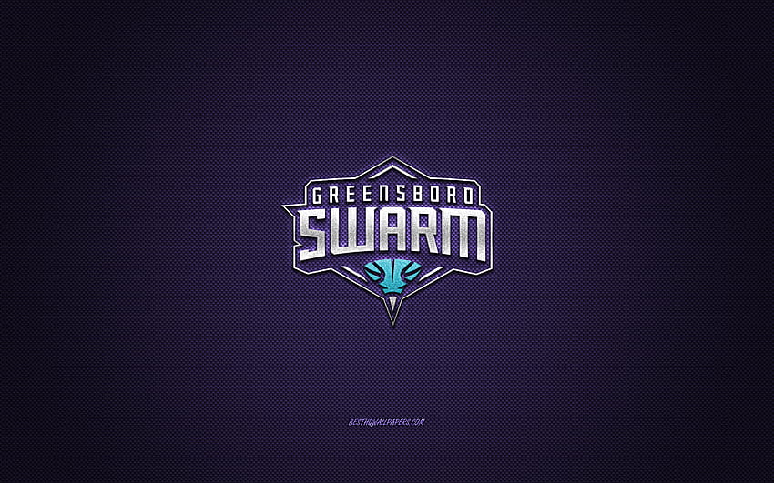 Greensboro Swarm, club de baloncesto estadounidense, logotipo turquesa, de fibra de carbono púrpura, NBA G League, baloncesto, Carolina del Norte, EE. UU., logotipo de Greensboro Swarm fondo de pantalla