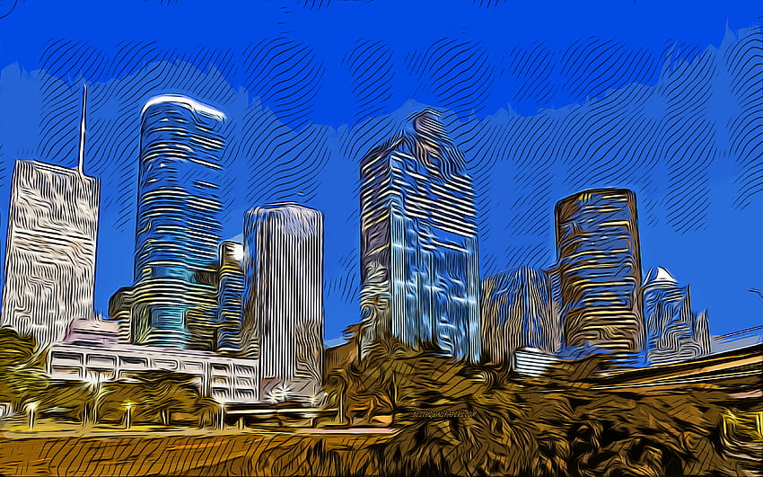 Houston, Texas, , vector art, Houston drawing, creative art, Houston art, vector drawing, abstract cityscape, USA, Houston cityscape HD wallpaper