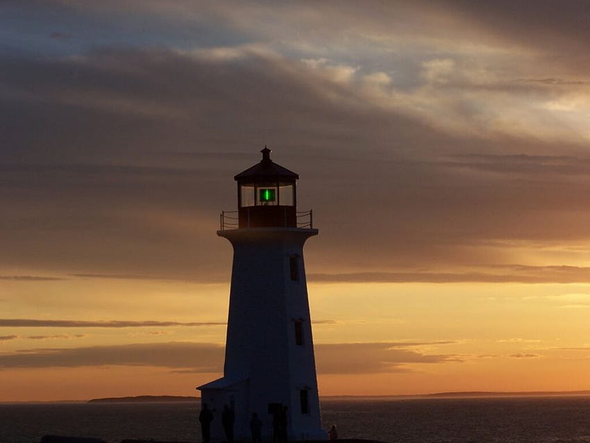 Nova Scotia Sunset, clouds, lighthouse, light, sunset HD wallpaper
