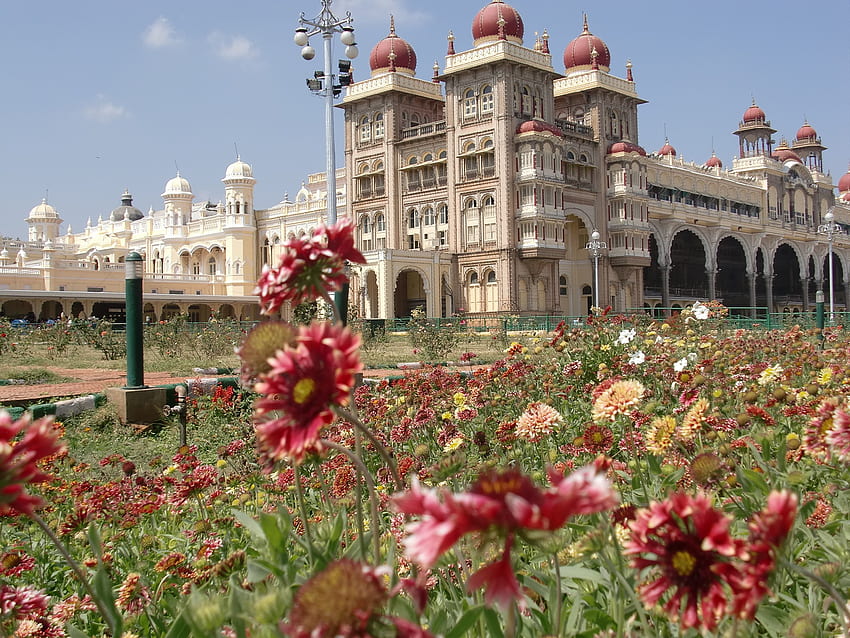 palais, maharaja, de, inde, mysore, fleurs, beau / et fond mobile, palais de bangalore Fond d'écran HD