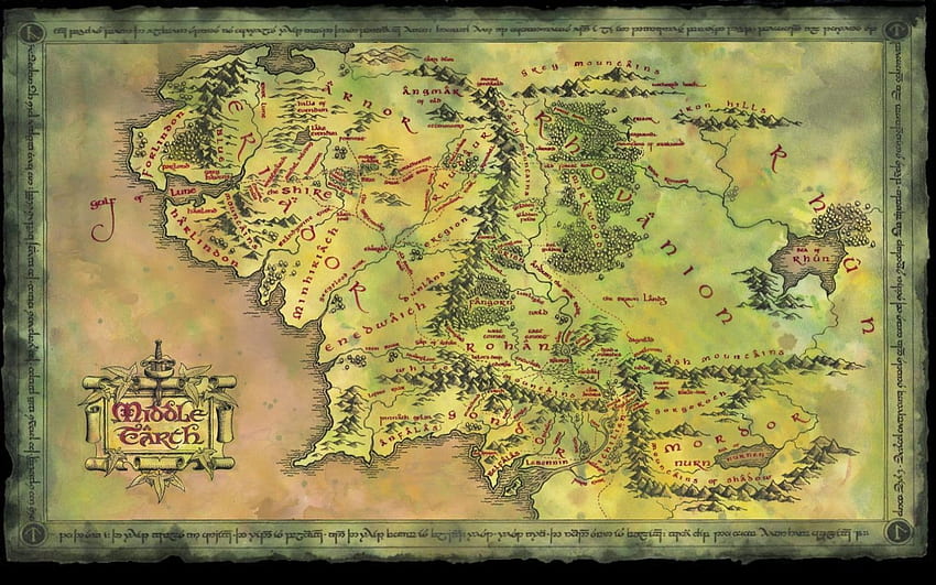 The Lord of the Rings Middle Earth Map , Middle Earth map วอลล์เปเปอร์ HD