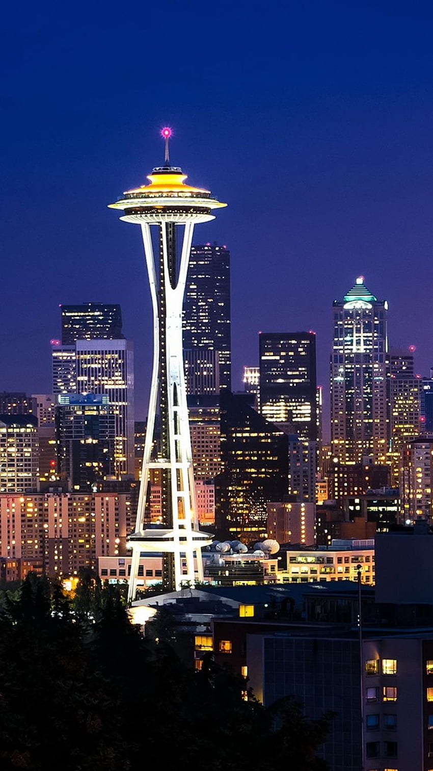 Seattle Space Needle Building Night iPhone 6 - . iPhoneWalls HD phone wallpaper