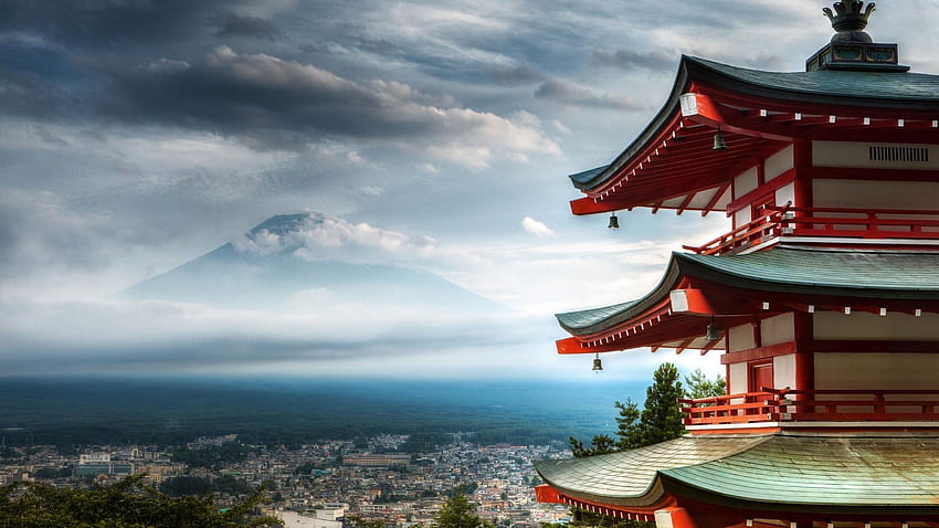 Фуджи градски пейзажи архитектура покриви японска пагода чурейто, японска пагода HD тапет