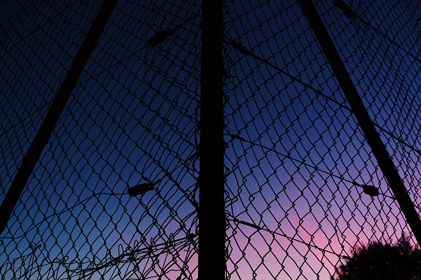 Sunset, Sky, Dark, Grid, Fence, Lattice, Trellis HD wallpaper