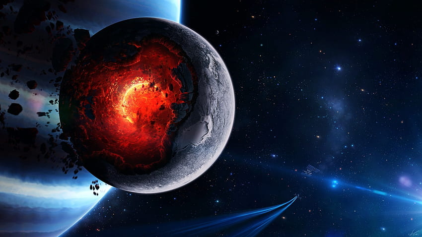 ดูตัวอย่างอวกาศ กลียุค ดาวเคราะห์ ศิลปะ การระเบิด ดาวเคราะห์น้อย ดาวหาง วอลล์เปเปอร์ HD