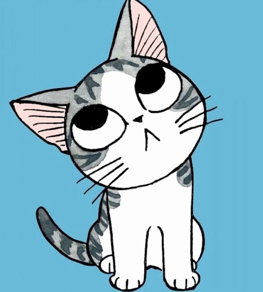 Gato lindo fresco para Android. iPhone, gato de dibujos animados Kawaii fondo de pantalla del teléfono