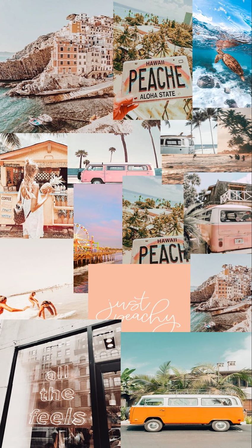Peachy Beachy. College , Aesthetic , Collage background, Hawaii Collage HD phone wallpaper