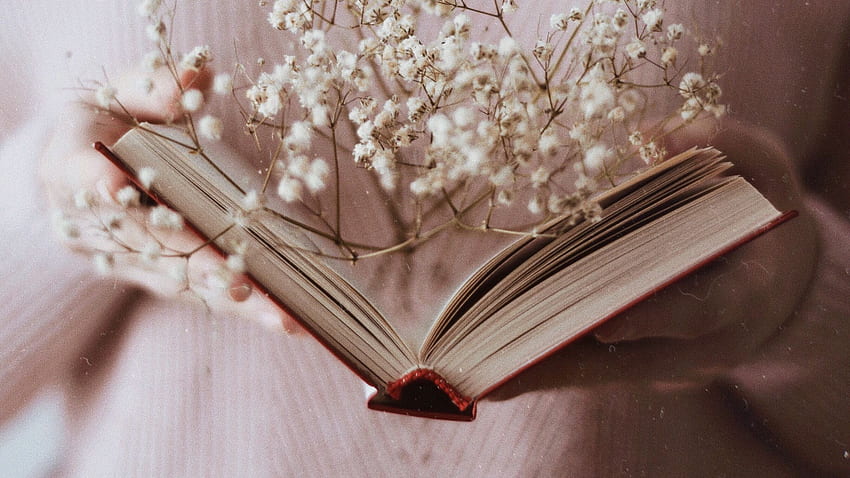 Book, Branch, Flowers, White, Open - Открытая Книна - -, Flowers and Books HD wallpaper