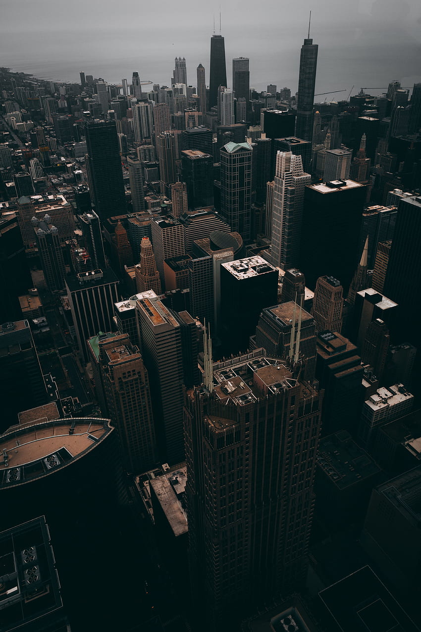 도시, 위에서 보기, 고층 빌딩, 시카고 HD 전화 배경 화면