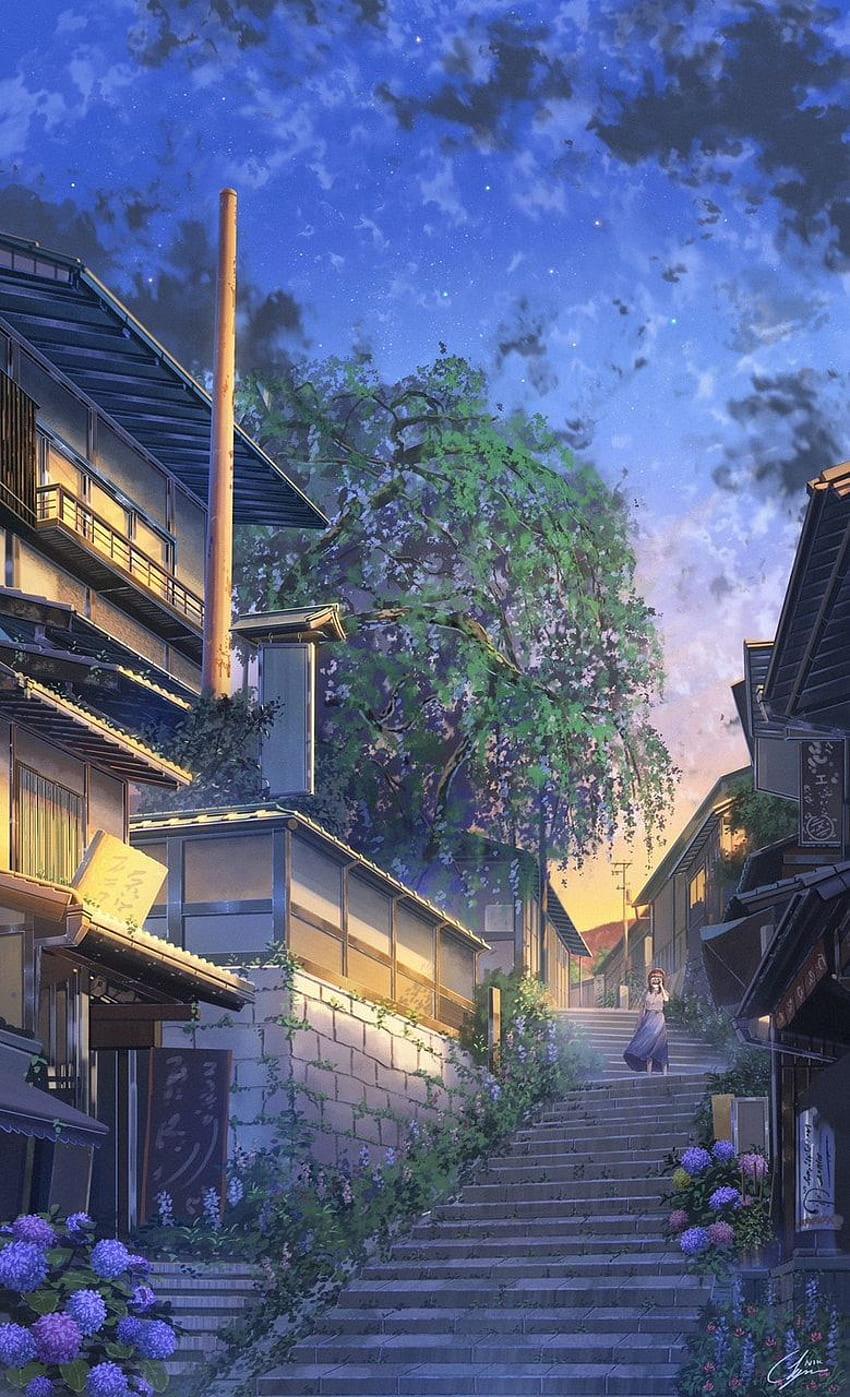 Anime Cityscape HD wallpaper