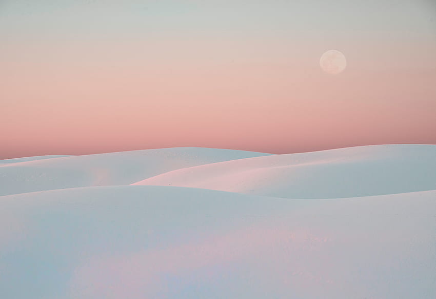 Matahari terbenam, gurun putih, bukit pasir, alam Wallpaper HD