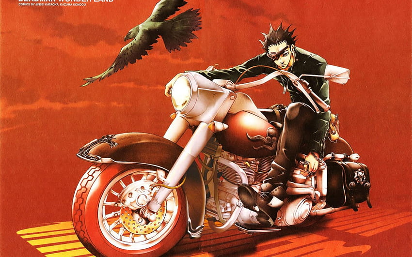 Deadman Wonderland, Crow, Eye Patch, nie mogę wymyślić czwartego, muszę skończyć to anime, motocykl, rower Tapeta HD