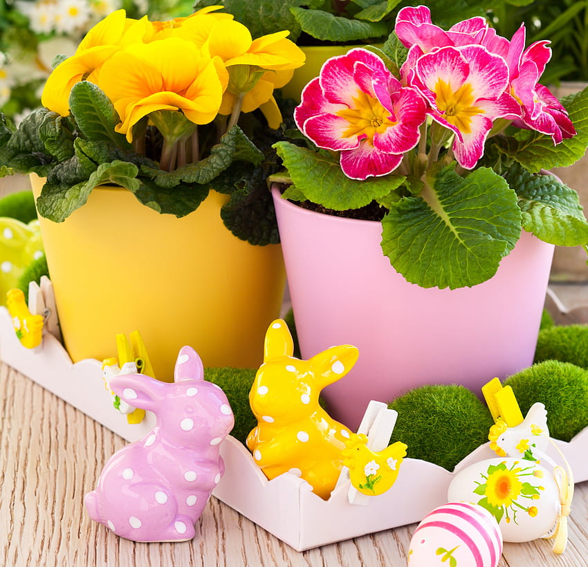 Wiosna, pastel, halidays, Wielkanoc, kolory, jajka, wiosna, świętowanie, króliczek, kwiaty, harmonia, wydarzenie Tapeta HD