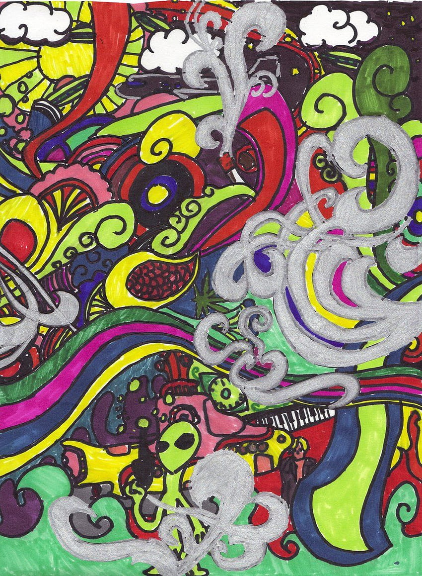 Cool Trippy Alien In High Definition - Drawing,, Cute Alien HD phone wallpaper