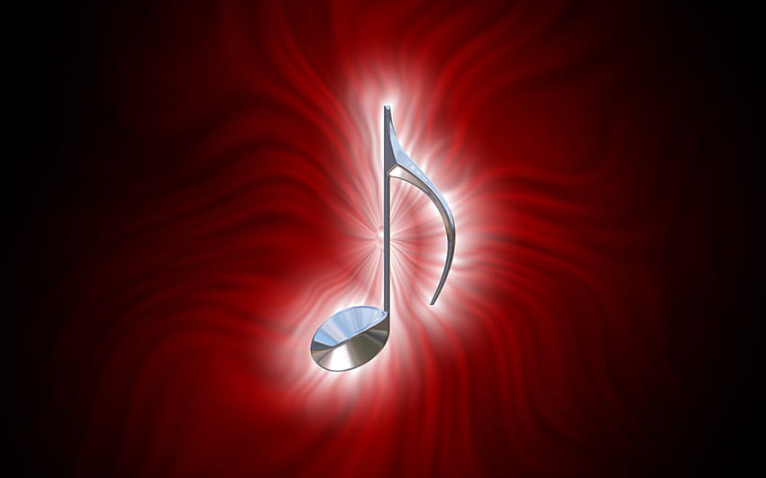 Musical note, note, symbol, red, silver HD wallpaper