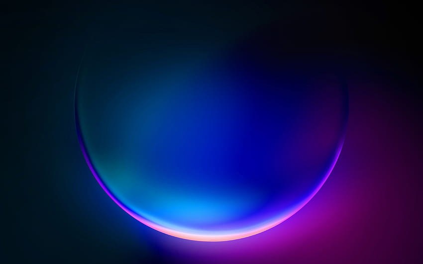Estoque do Windows 11, círculo de neon azul, fundo roxo, fundo de círculos, janelas, luz de neon roxa azul, fundo de luz de neon papel de parede HD