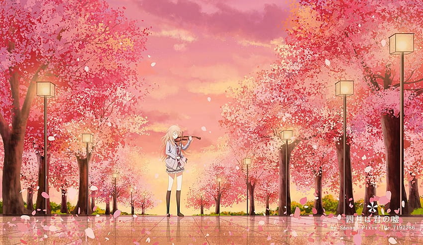 Anime Sakura Trees, Sunset Cherry Blossom HD wallpaper | Pxfuel