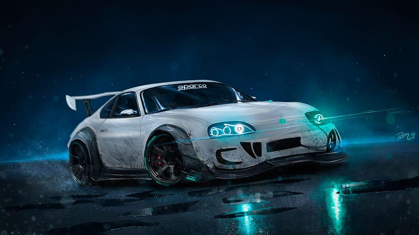Toyota Supra Araba Yarışı Drift Gecesi, Gece Drifti HD duvar kağıdı