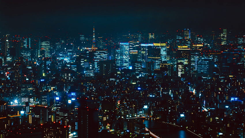 night city, aerial view, tokyo, Metropolis HD wallpaper