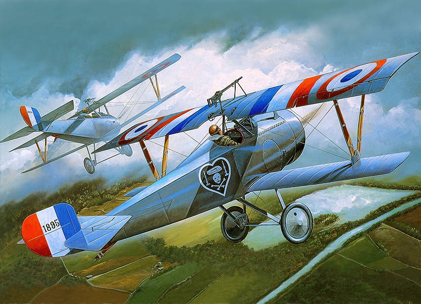 Airplane Nieuport 17 vintage Flight Painting Art 航空, ヴィンテージ航空機 高画質の壁紙