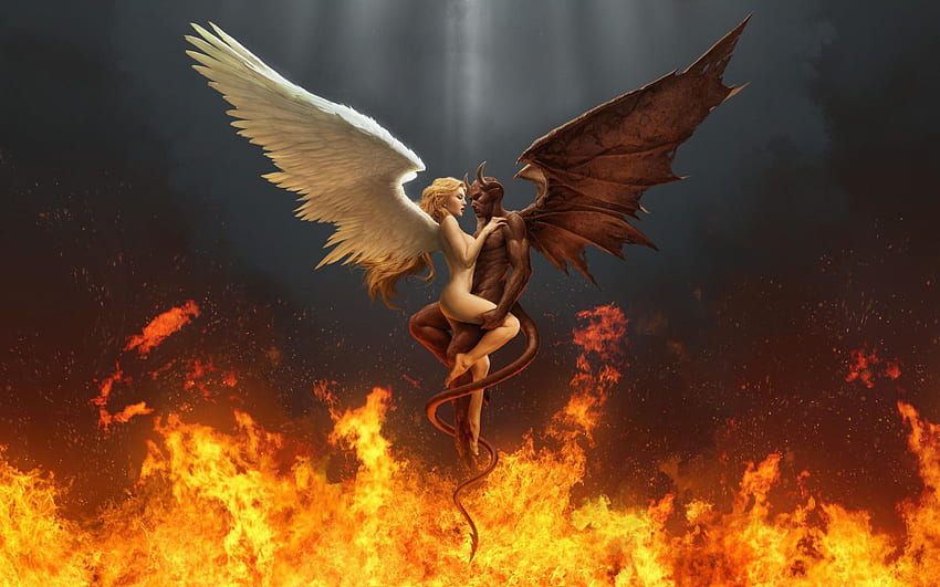 Dark Fire Angel Pin demon tower psp. Anioł, ciemna sztuka fantasy, demon ognia Tapeta HD